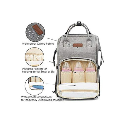 Chinmay Kids Baby Diaper Bag Stylish Polyester Organizer Backpack for New Born Baby Mother Mom for Casual Travel Outing & Traveling – Grey