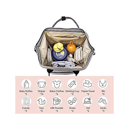 Chinmay Kids Baby Diaper Bag Stylish Polyester Organizer Backpack for New Born Baby Mother Mom for Casual Travel Outing & Traveling – Grey