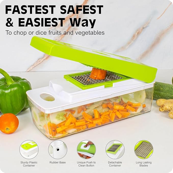 Slicer Dicer™  12-in-1 Multipurpose Chopper for Kitchen (Green)