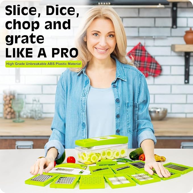 Slicer Dicer™  12-in-1 Multipurpose Chopper for Kitchen (Green)