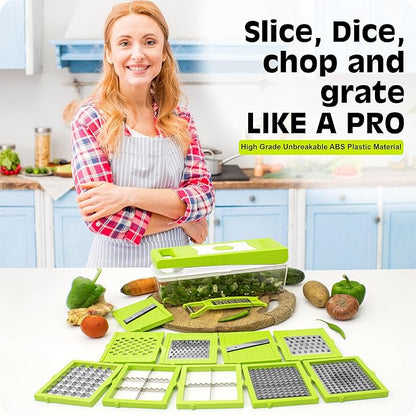 Slicer Dicer™  12-in-1 Multipurpose Chopper for Kitchen (Green)