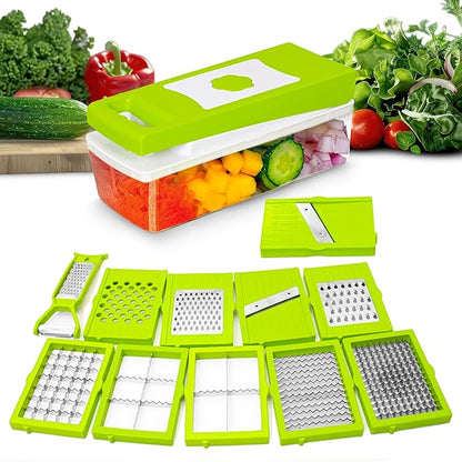 Slicer Dicer™  12-in-1 Multipurpose Chopper for Kitchen (Green)