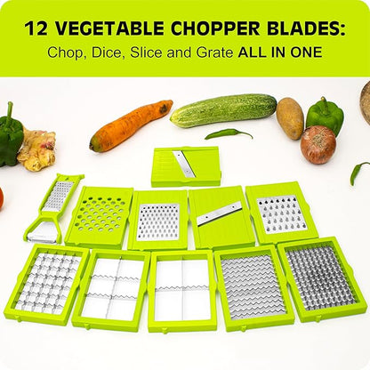 Slicer Dicer™  12-in-1 Multipurpose Chopper for Kitchen (Green)